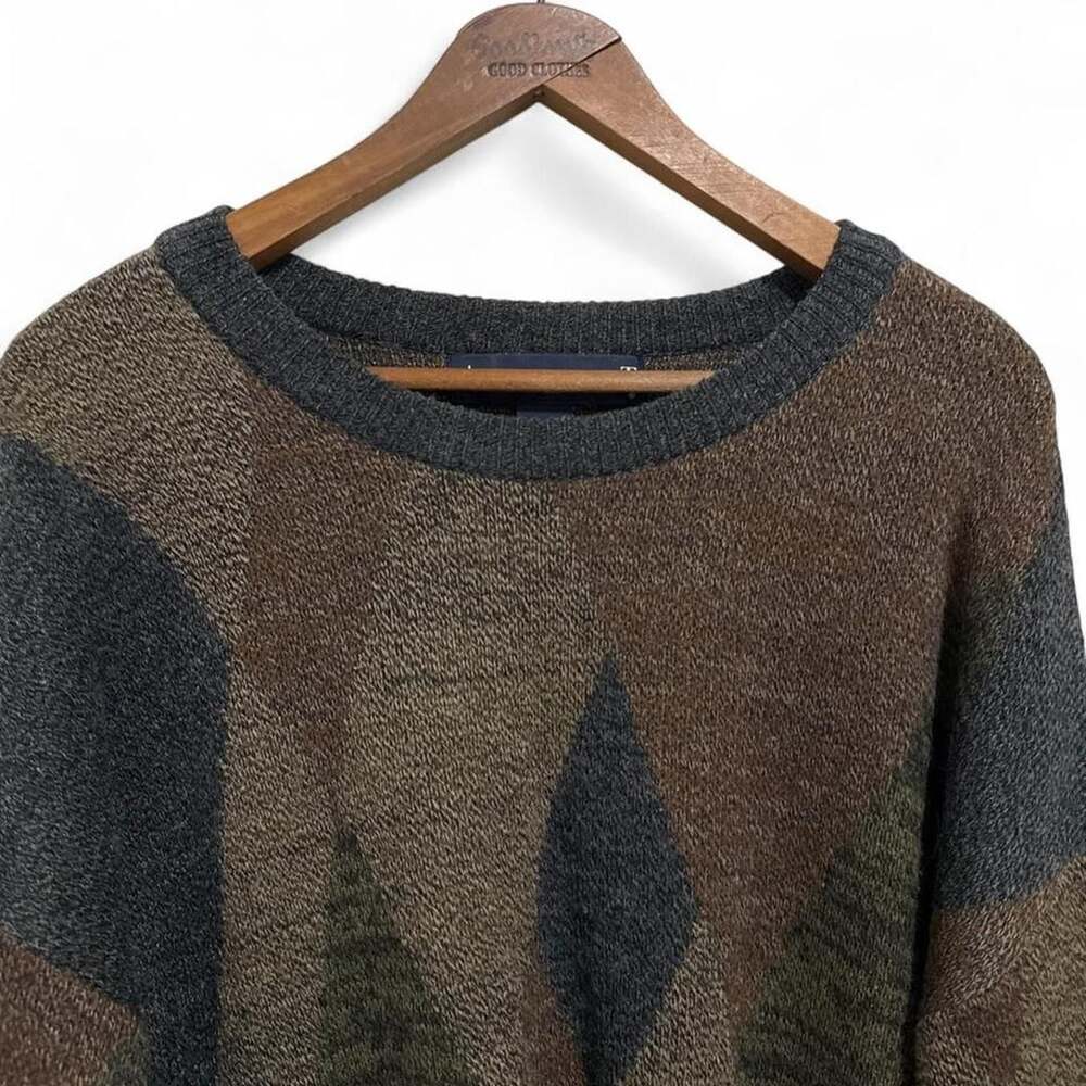 American Portrait Vintage Geometric Argyle Knit Crewneck Sweater 2XL